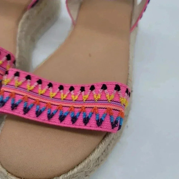 Wonder Nation Girls Pink Boho Espadrille Embroidered Elastic Sandal Easy On 12 - Picture 5 of 7